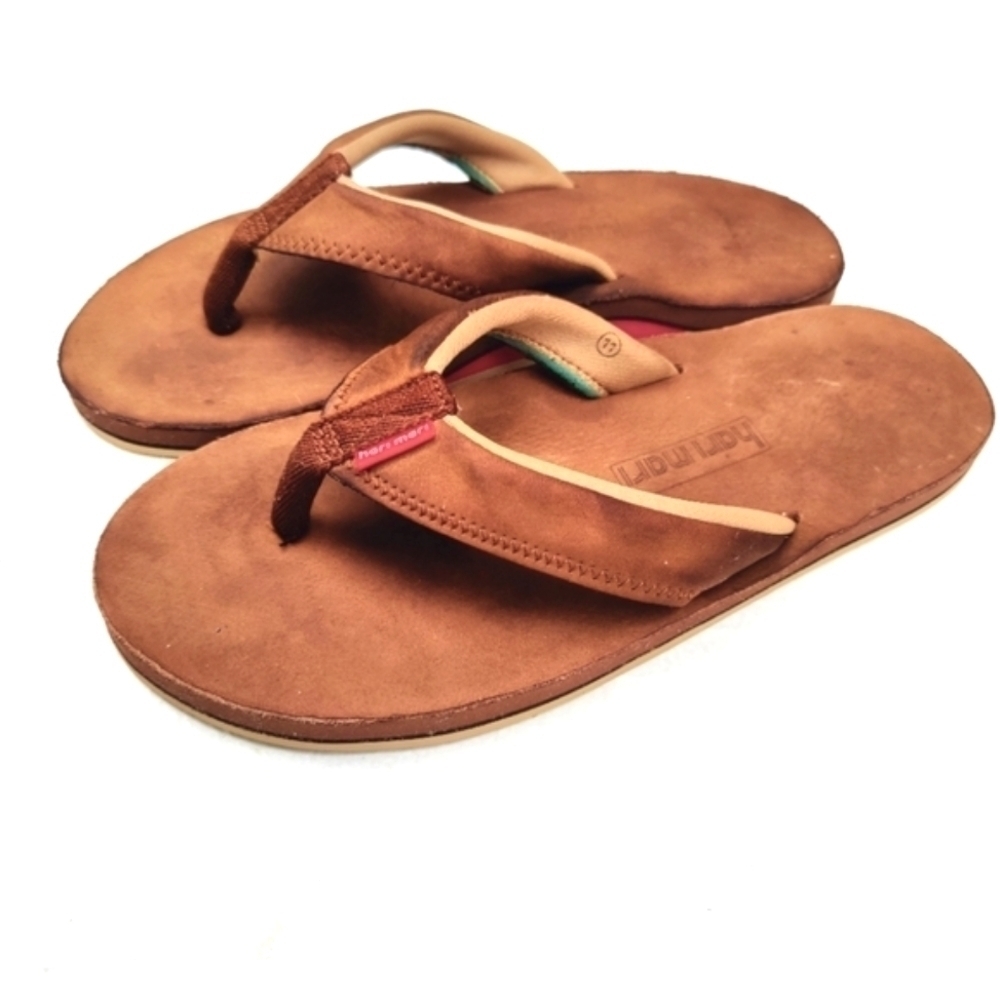 Hari Mari Women's en's Brown Fields Leather Flip Flops Sandals  Size 11